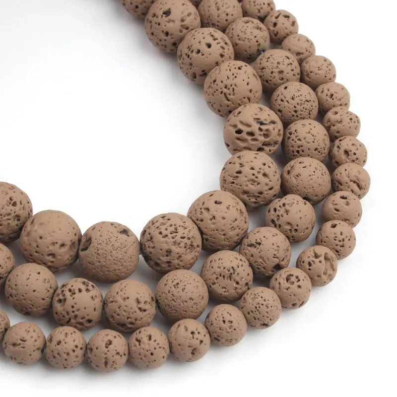 

Brown Lava Hematite Stone Beads Round Loose Spacer Bead For Jewelry Making 4 6 8 10mm Natural Volcanic Rock Stone DIY Bracelets