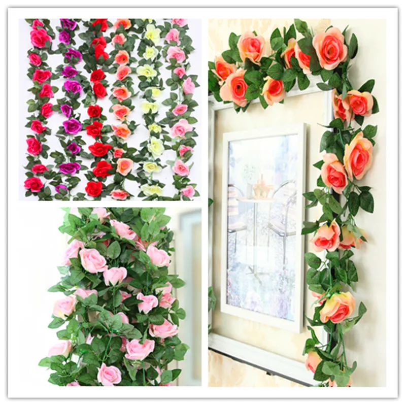 Искусственные розы цветы Цветочная Гирлянда для дома офиса свадьбы вечеринки