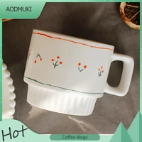 300ml nordic style simplicity ceramics cherry fruit print water tea cup home office retro cute coffee milk breakfast oatmeal mug