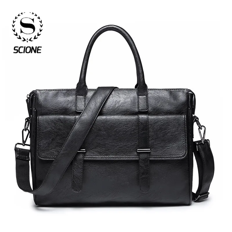 

Портфель Scione мужской кожаный, портативная деловая сумка для офиса, сумка-мессенджер для ноутбука, кожаный тоут