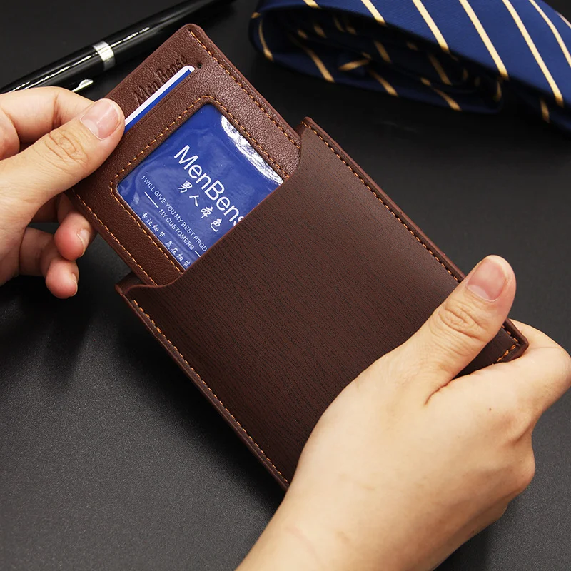 Retro Purse Short Slim Thin Wallet Men Luxury Mini Credit Card Cute Leather Small High Quality Wallets | Багаж и сумки