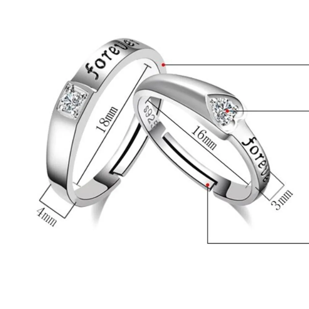

925 Sterling Silver New Jewelry Fashion Couple Ring Engagement Wedding Anniversary Gift Woman Man Heart-shaped Open Ring