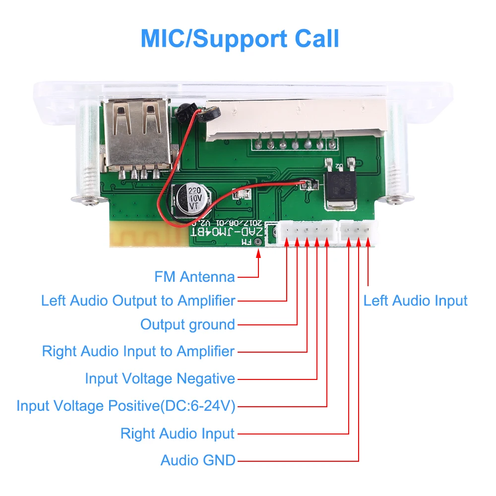 

DC 12V 24V Bluetooth MP3 FLAC APE WAV Decoder Module FM Wireless Lossless Music Player Call Phone Bluetooth decoder module