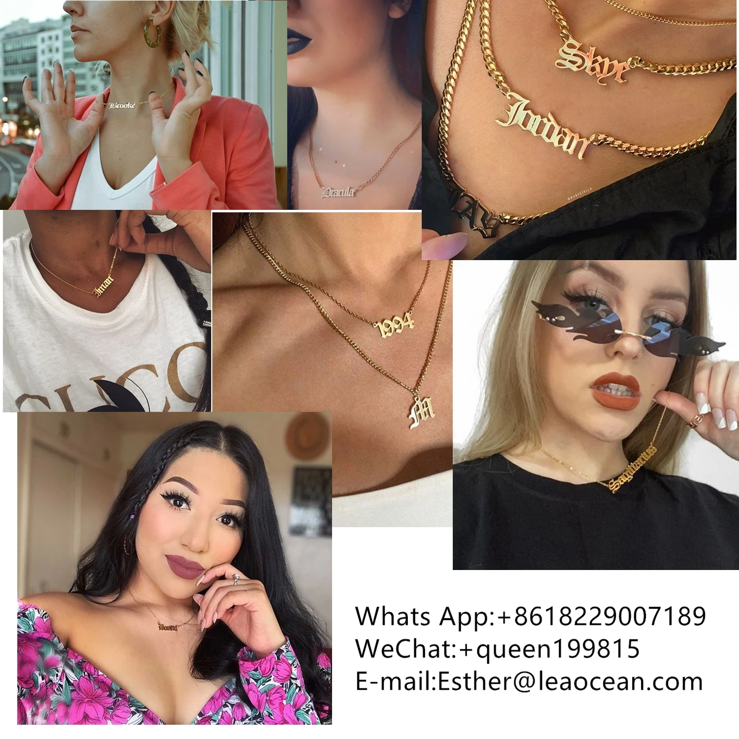 

Customized Name Necklace Vertical Form Nameplate Gold Pendant High Quality Stainless Steel Necklace For Women Jewelry Gift