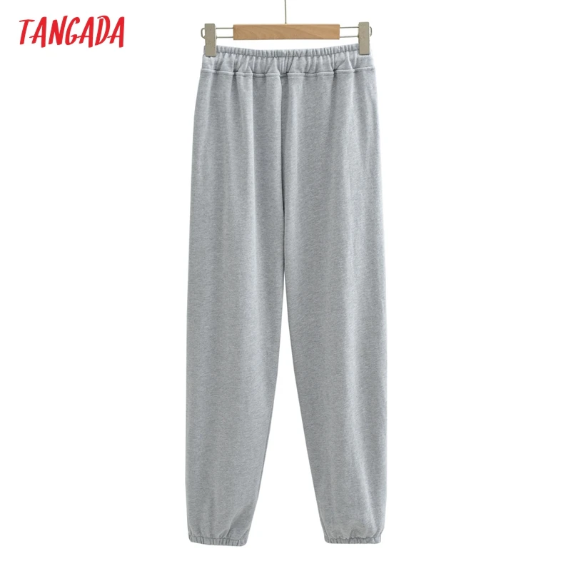 

Tangada 2021 Autumn Women White Pants Cargo Strethy Waist Pants Trousers Joggers Female Sweatpants CO3