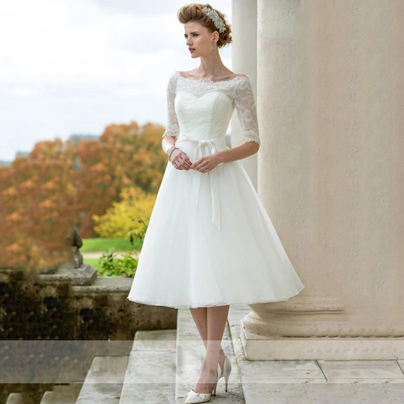 Элегантное дешевое свадебное платье с коротким рукавом открытыми плечами