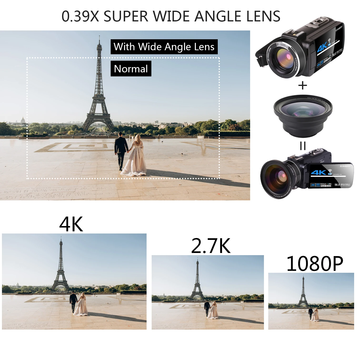 Видеорегистратор 4K 56MP WIFI для Youbute сенсорный экран ночное видение цифровая камера