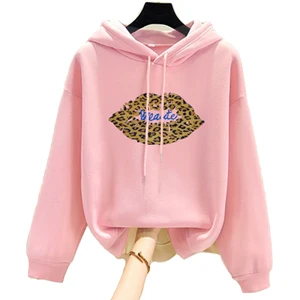 Women's Sweatershirt Winter Round Neck Long Sleeve Pink Hoodie Women Loose Leopard Pattern Plus Size Women's Clothing Casual Sty 10 item image
