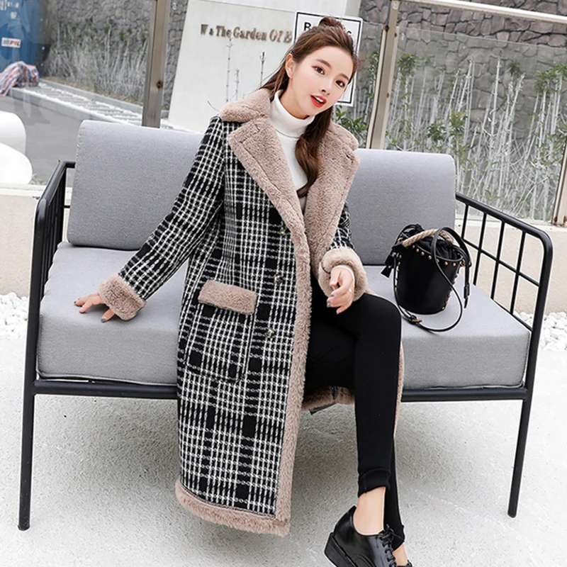 Женские осенне-зимние плотные парки в клетку женские куртки средней длины