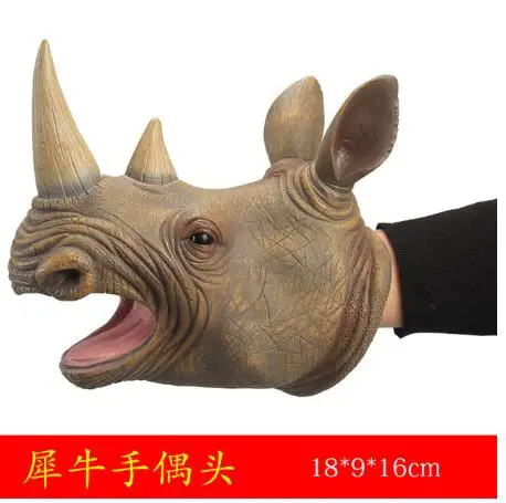 rhinoceros Детские игры Акула динозавр ручная кукла мягкая резиновая голова животного руки куклы Реалистичная Акула Модель фигурка игрушки для детей Подарки - Цвет: rhinoceros