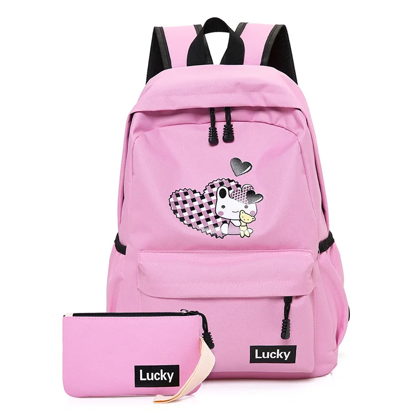 Large cartoon print children school backpack for teen girls Cute capacity thick canvas ladies travel backpacks Kid school bags