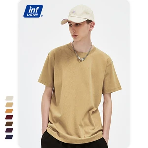 Летняя повседневная мужская футболка из 100% хлопка, Однотонная футболка с круглым вырезом и коротким рукавом, мужские футболки 91258S