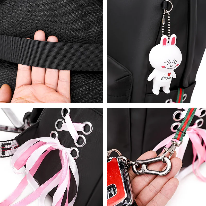 

2020 New Canvas Women Backpack Casual Shoulder Bag Students Schoolbag For Teenage Girls Backpack Solid Black Travel Gifts