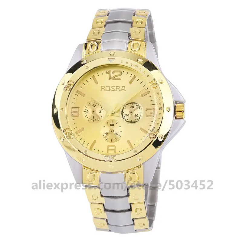 100 шт./лот ROSRA 8622 мужские часы три глаза спортивные с ремешком из сплава по