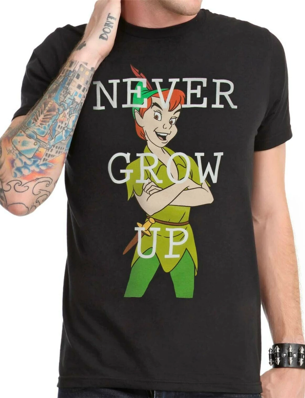 Питер Пэн никогда не взрослеть Черная Мужская футболка Новая модная уличная