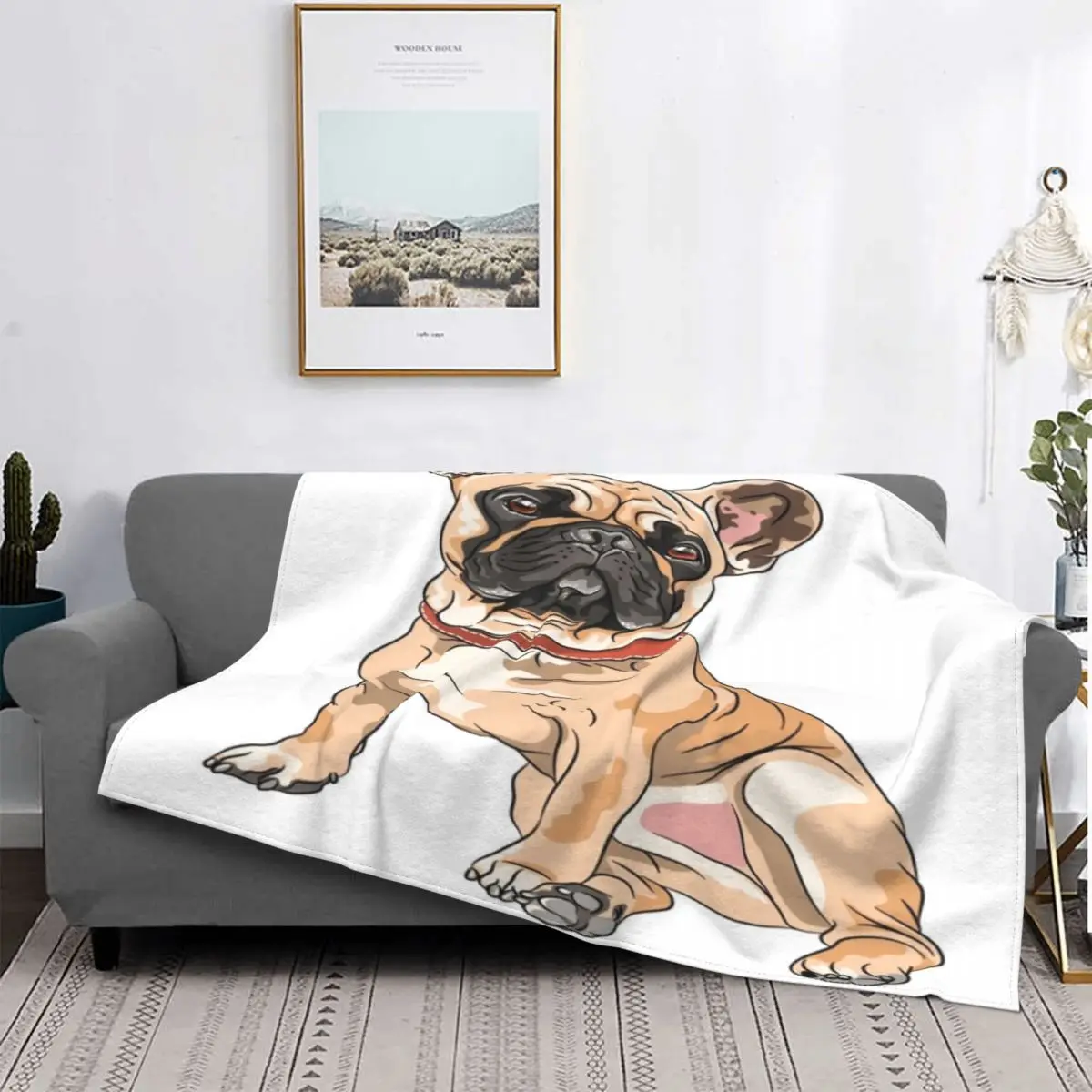 Dog French Bulldog Breed Blanket Cute Winter Bedspread Plush Soft Cover Flannel Throw Blanket Bedding Bed Travel Fluffy Outlet