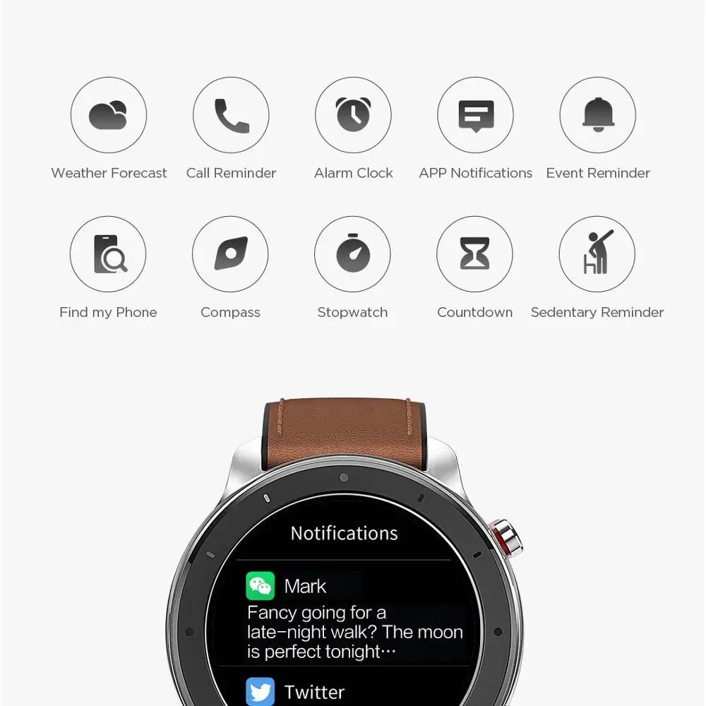Глобальная версия Amazfit GTR 47 мм Смарт-часы 5ATM Водонепроницаемый Smartwatch 24 дней