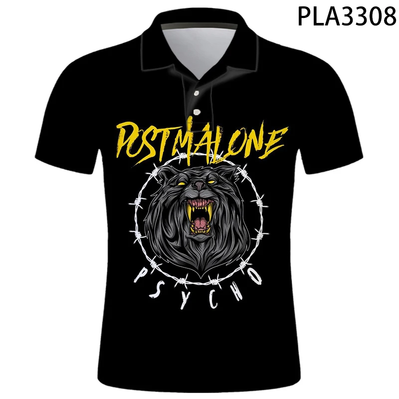 Рубашка-поло мужская с коротким рукавом модная уличная одежда 3D-принтом лето -