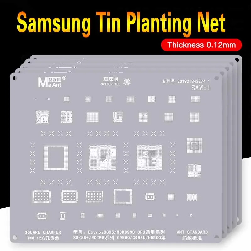 

MaAnt для Samsung SAM1-14 полный комплект Оловянная посадочная сеть 0,12 мм устойчивая к высокой температуре BGA реболлинг трафарет S10 +/NOTE10/G9730