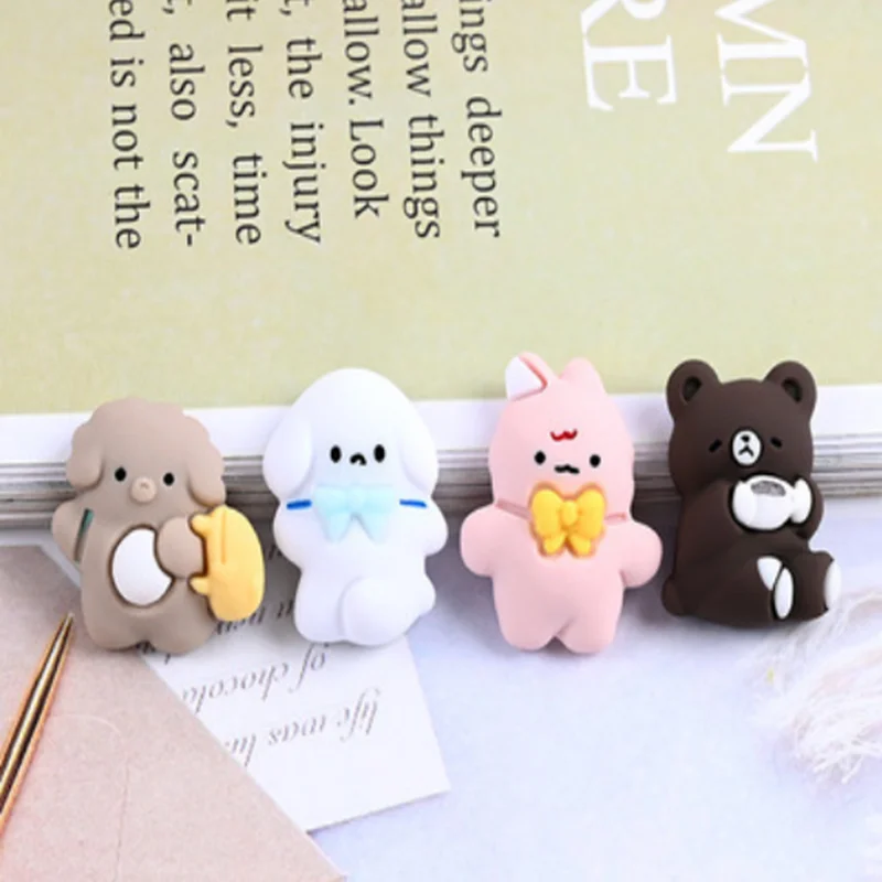 

10Pcs/lot Cartoon Resin simulation animals dog rabbit appliques,Kids headwear,phone shell accessories,DIY handmade materials