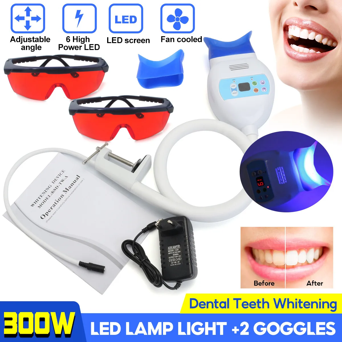 

Chair Dental Equipment Teeth Whitening LED Light Bleaching Accelerator System Use Light Whitening Tooth Lamp Machine + 2 Goggles