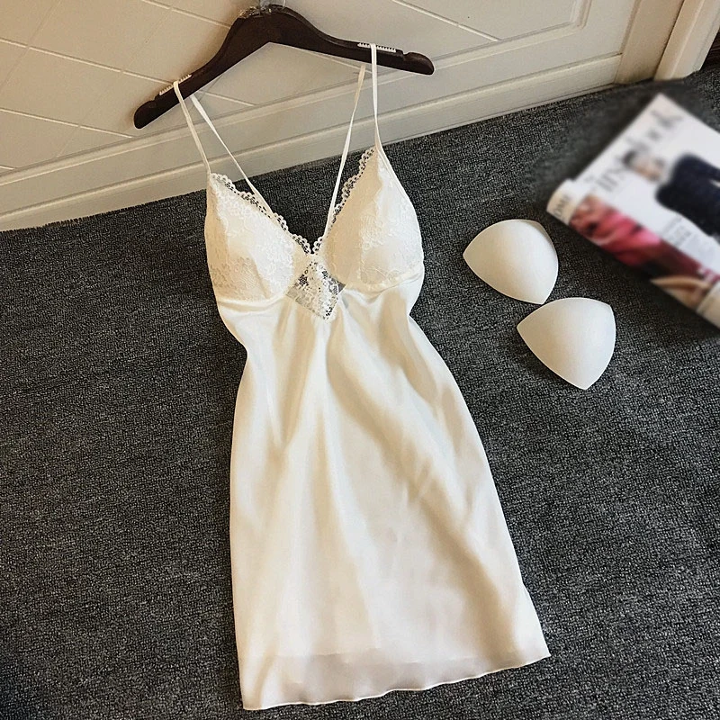 Шелковая ночная рубашка одежда для женщин атласное сексуальное женское