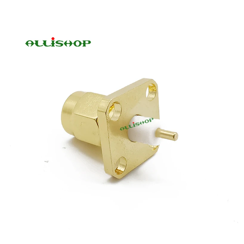 Штекер SMA с 4 отверстиями панельный разъем RF коаксиальный адаптер золотого цвета