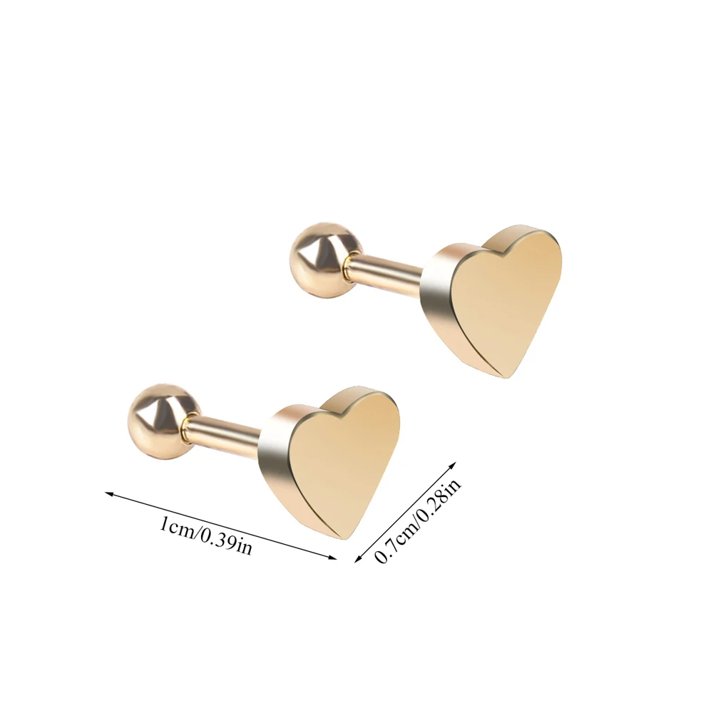 Women Heart Stud Earrings Shiny Smooth Side Simple Mini Chainless Fashion Female Earring Jewelry Accessories Girls | Украшения и