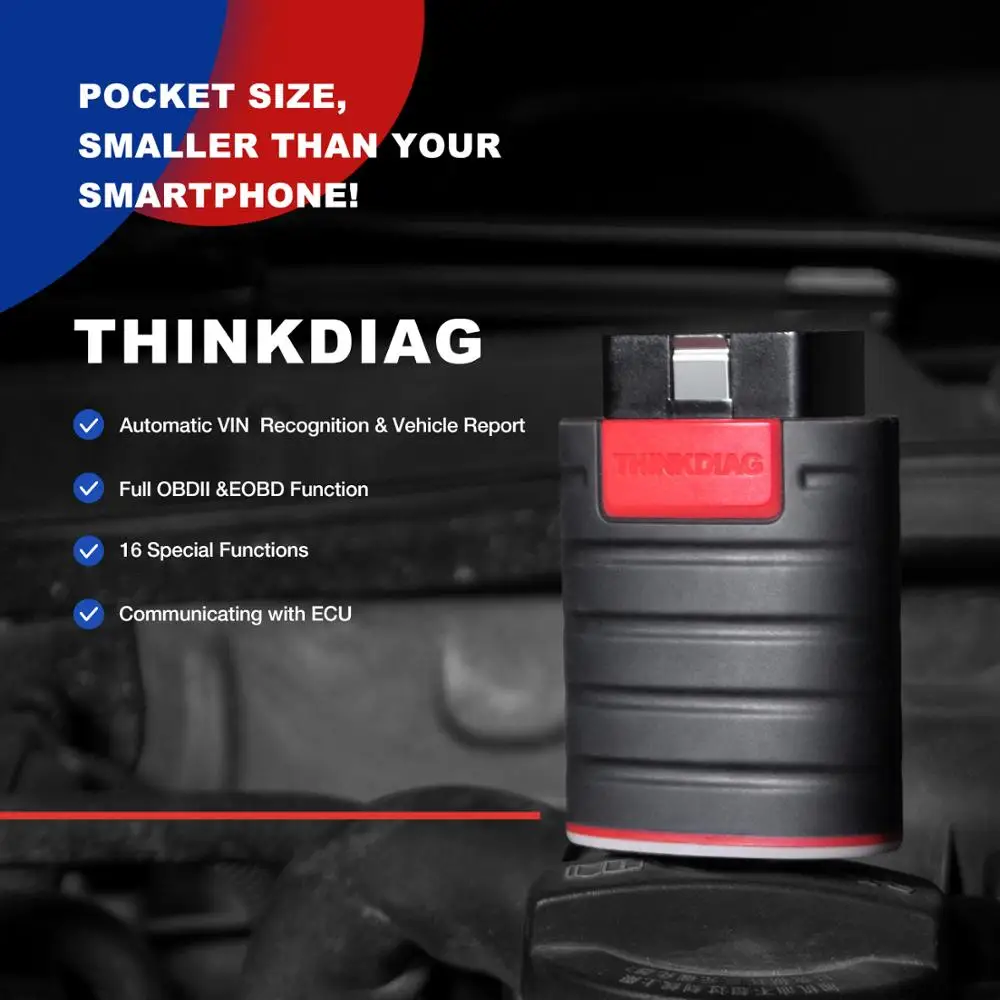 100pc/THINKDIAG full system OBDII Scanner Diagnostic Tool code reader 16 reset service actuation test PK AP200 easydiag golo 3.0 |