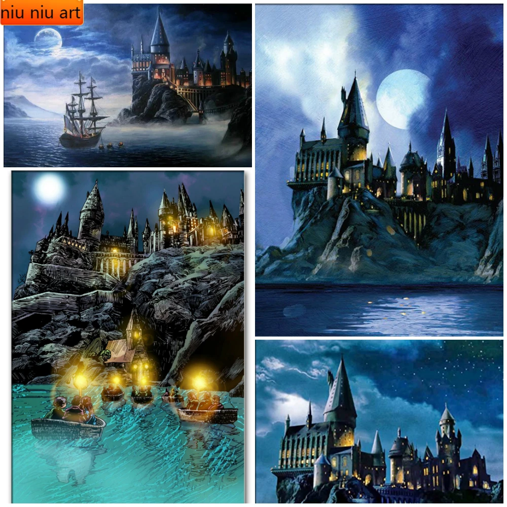 

5D DIY Diamond Painting Castle Full Drill Mosaic Embroidery Rhinestone Cross Stitch Kits Abstract Art Picture Home Decor