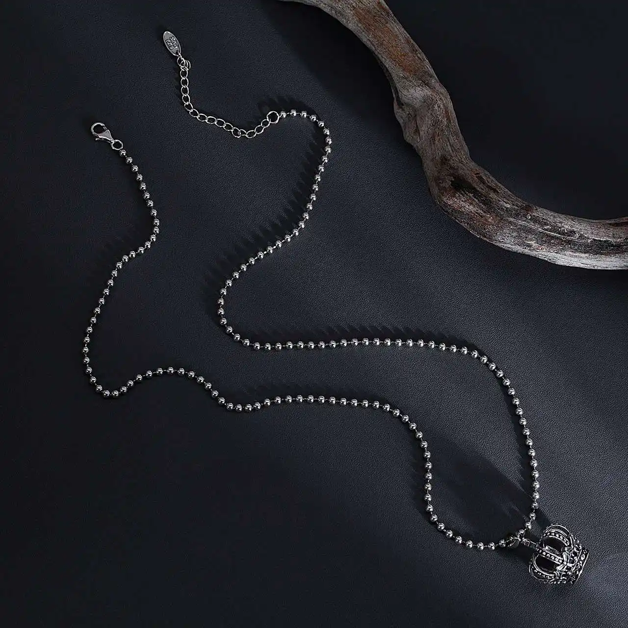 

925 Silver Necklace for Women Vintage Fashion Crown Necklace Couple Punk Style Pendant Jewelry Sterling Silver Necklace