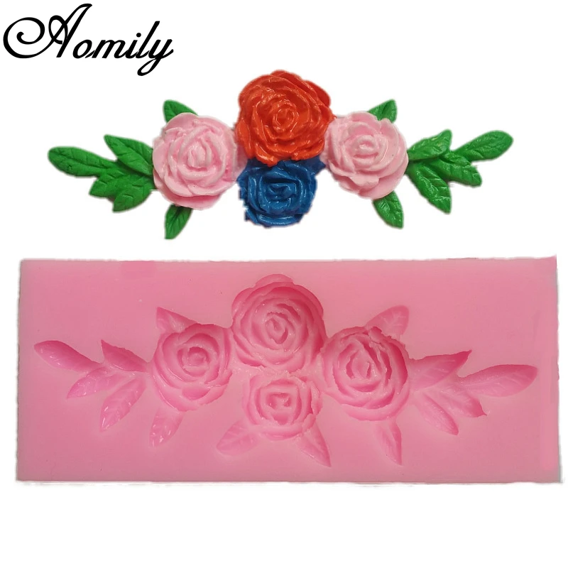 

Кружевная Роза Aomily, 3D Кремниевая плитка для выпечки, инструменты для выпечки