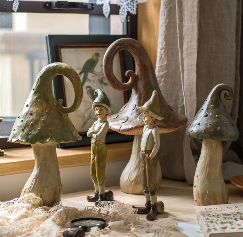 [MGT] Европейская креативная скульптура из смолы лес мальчик гриб украшение для