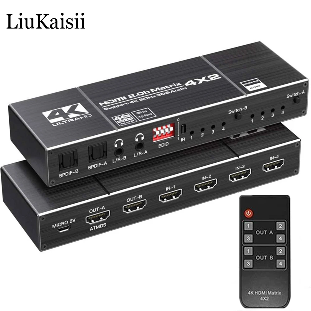 Матричный переключатель 4K HDMI и 60 Гц 2 0 с ИК беспроводным пультом ДУ поддержка 3D Ultra