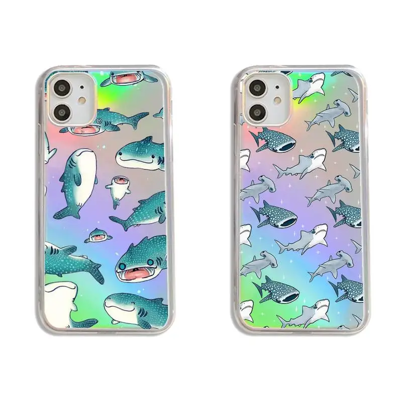 

Cartoon horror animal shark Phone Case Transparent for iPhone 7 8 11 12 se 2020 mini pro X XS XR MAX Plus