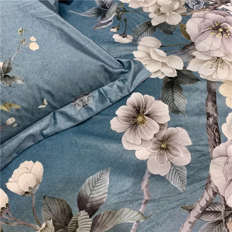 2019 4pcs Luxury printing Bedding Set Duvet Cover Sheet Pillowcase King Queen Size Velvet Bed Linen | Дом и сад