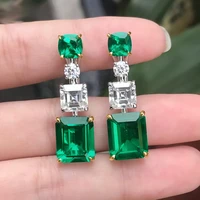 retro party green zircon pendant earrings elegant women accessories daily wearable birthday gift mom fashion jewelry