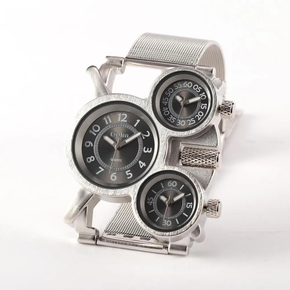 Часы OULM Мужские кварцевые военные наручные с сетчатым ремешком из нержавеющей