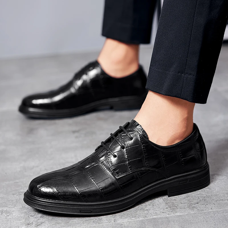 

Мужские повседневные туфли из натуральной кожи, удобные офисные туфли на шнуровке, для отдыха, весна-осень