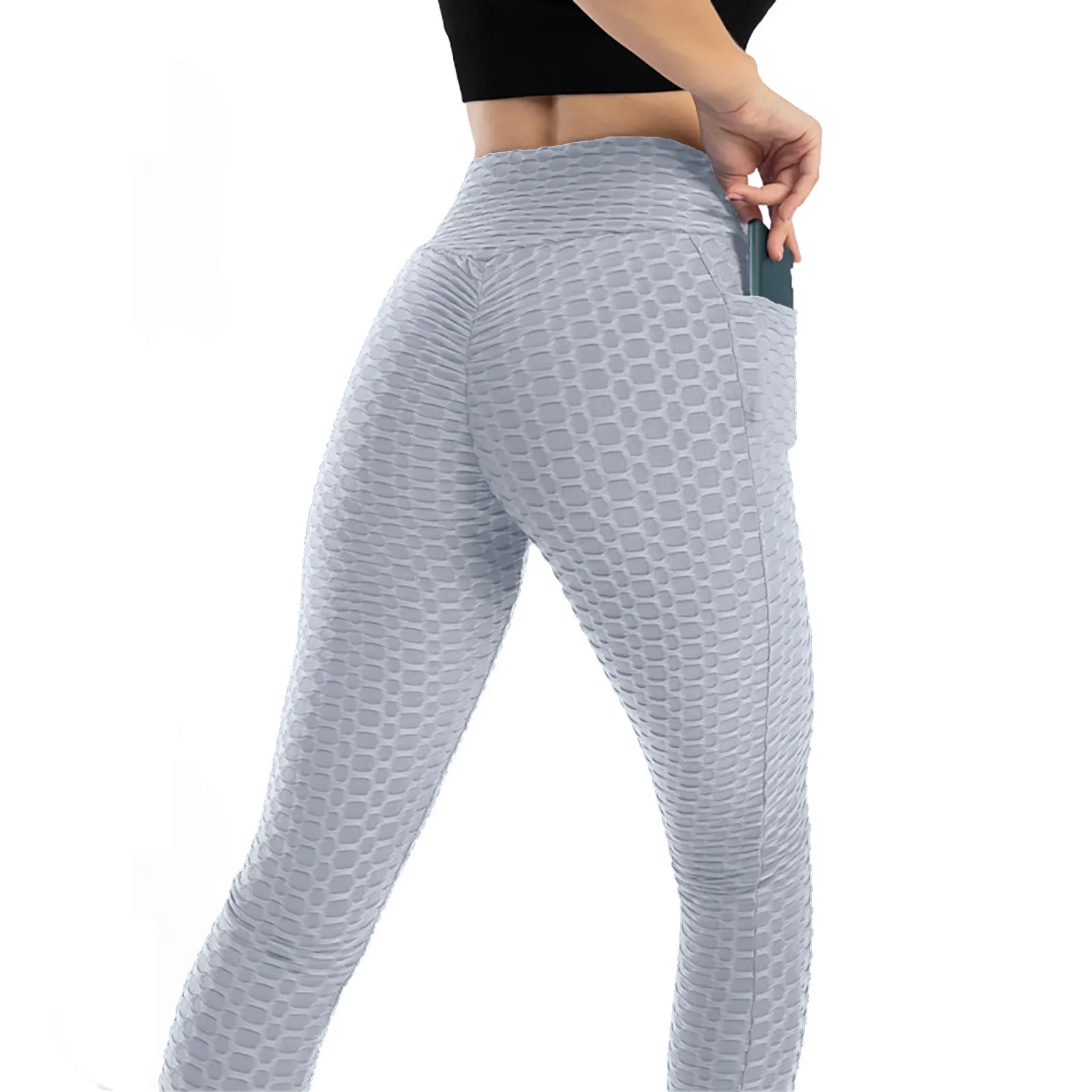 

2021 Yoga Pants Gym Fitness Sports Leggings Jacquard Sports Leggings High Waist Yoga Tight Female Running Trousers Sports Pants