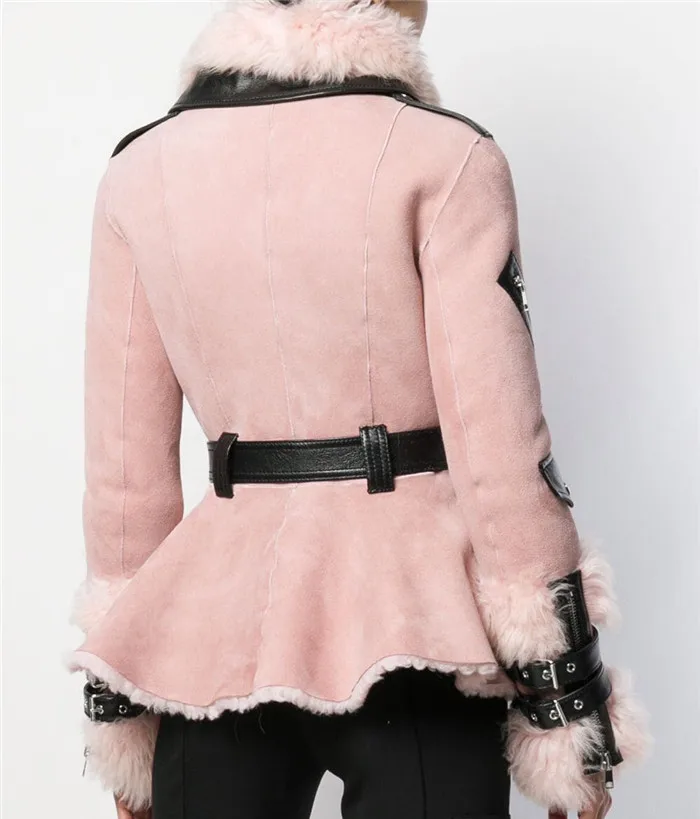 Роскошная женская зимняя Двусторонняя Меховая куртка с подкладкой из овечьей