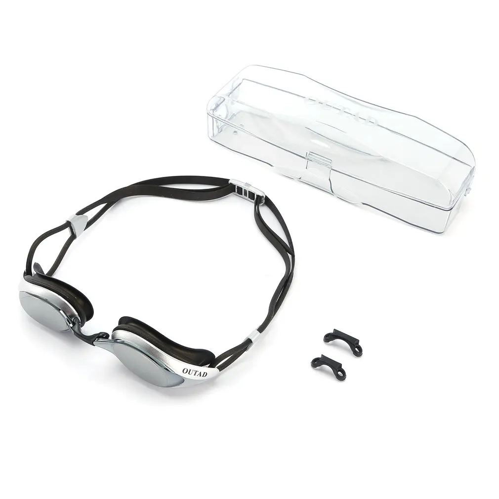 

OUTAD, классический стиль, электронное покрытие, HD, водонепроницаемый, анти-туман, для взрослых, для плавания, очки с 2 сменными элементами