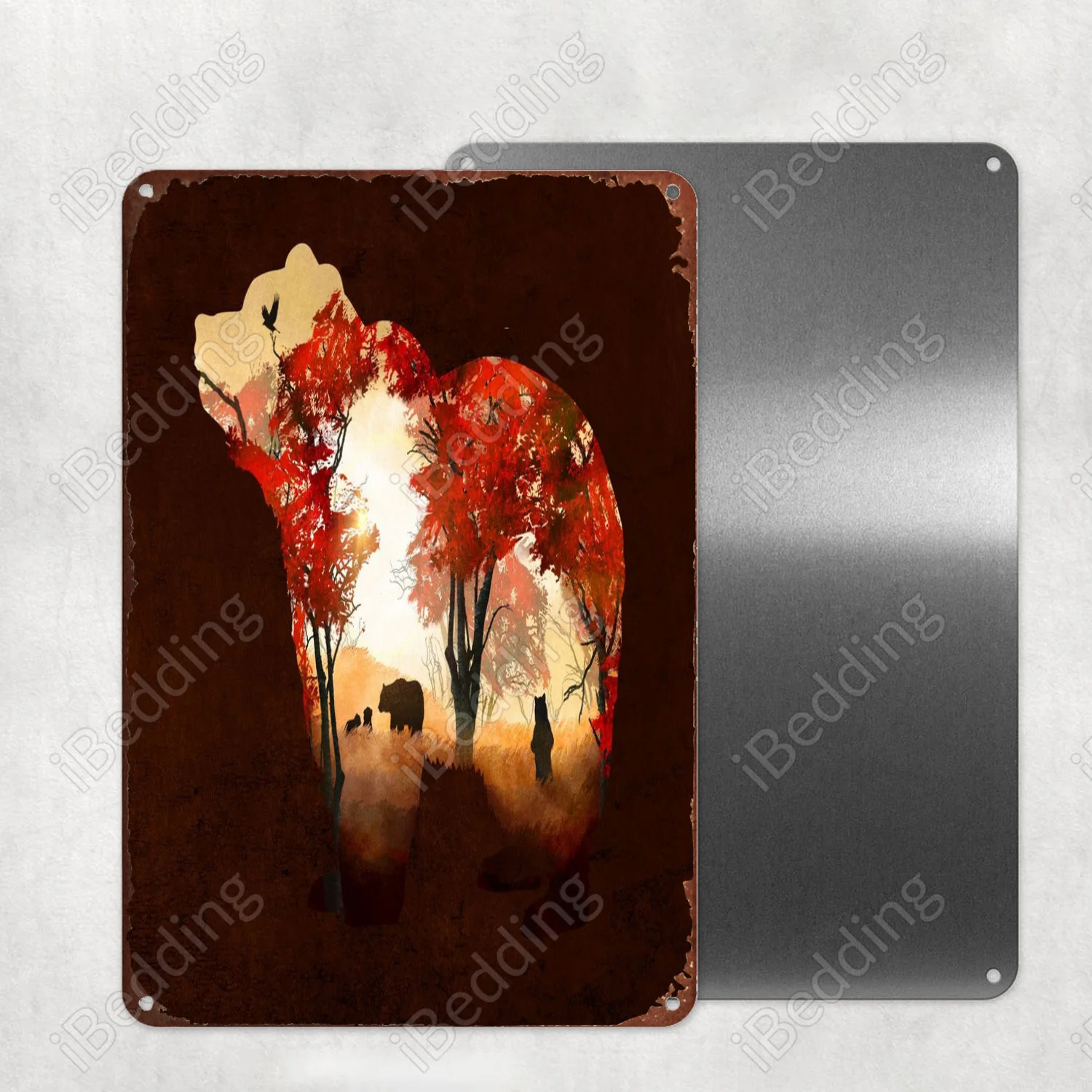 

Украшение для стен в виде медведей в лесу, металлическая искусственная стена, украшение для бара, паба, клуба, железная живопись, декоративн...