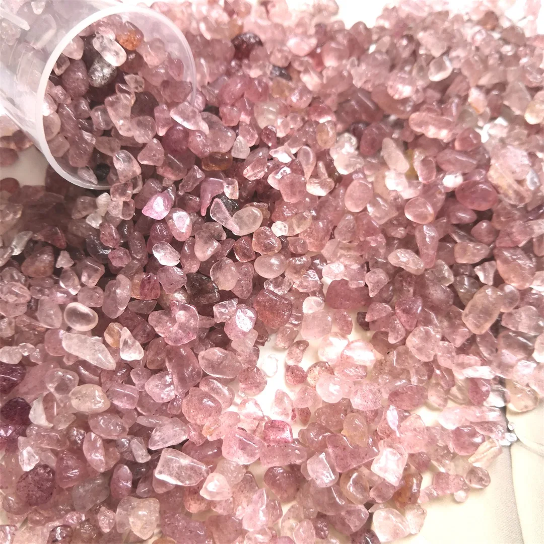 

100g Strawberry Crystal Quartz Gravel Natural Stones and Minerals Rock Specimen Lucky Witchcraft Supplies Fish Tank Decor
