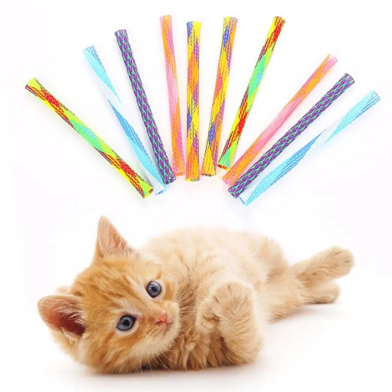 Kitten Funny Colorful Rod Cat Wand Toys Plastic Pet Interactive Stick Supplies 13CM DIY Fidget Toy Random Color | Дом и сад