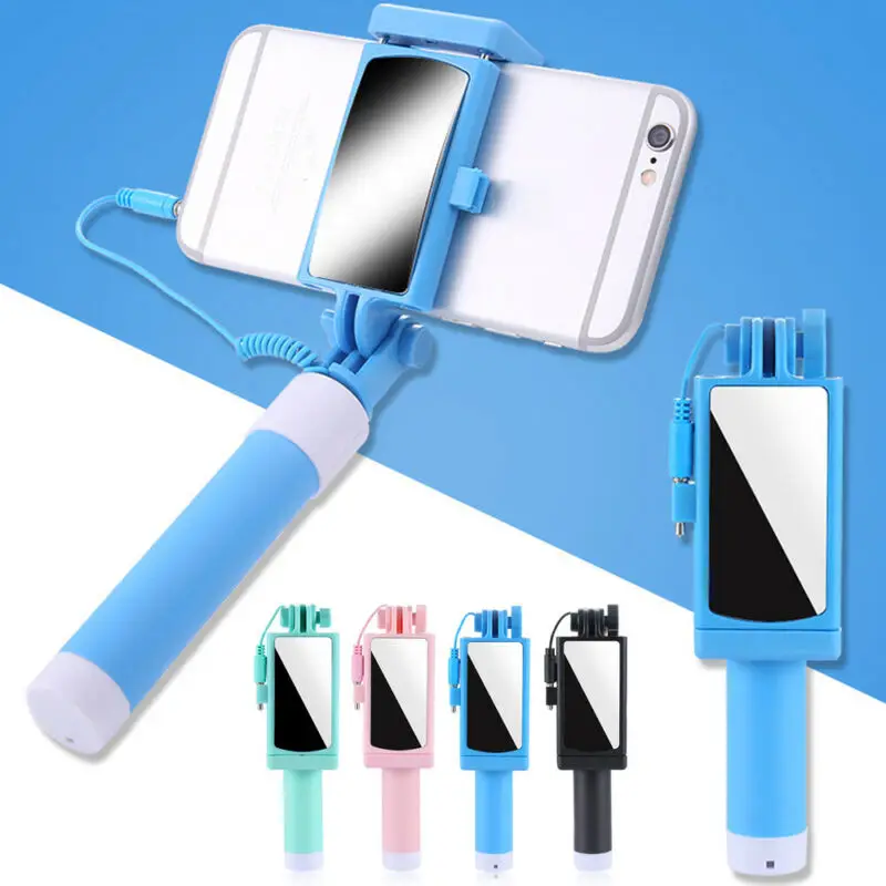 Мини селфи палка монопод 3 5 мм проводной складной мобильный телефон с зеркалом