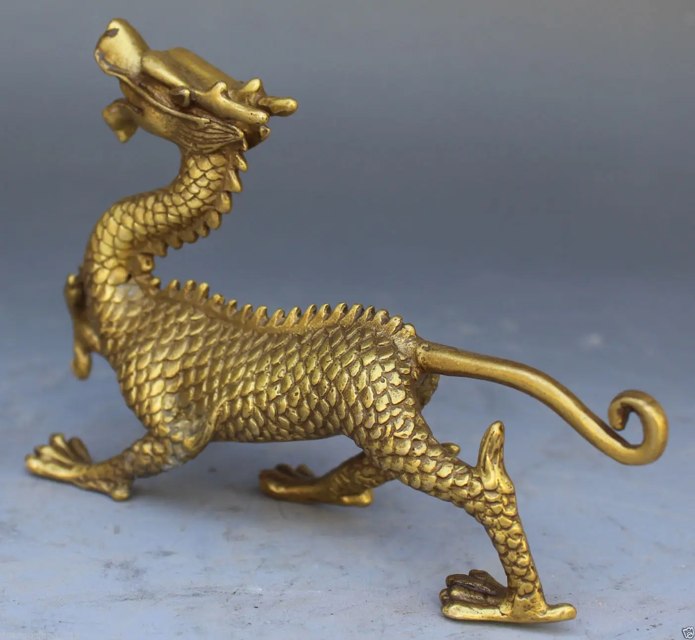 

Chinese Bronze Copper Fengshui God Animal Beast Dragons Evil Statue NR