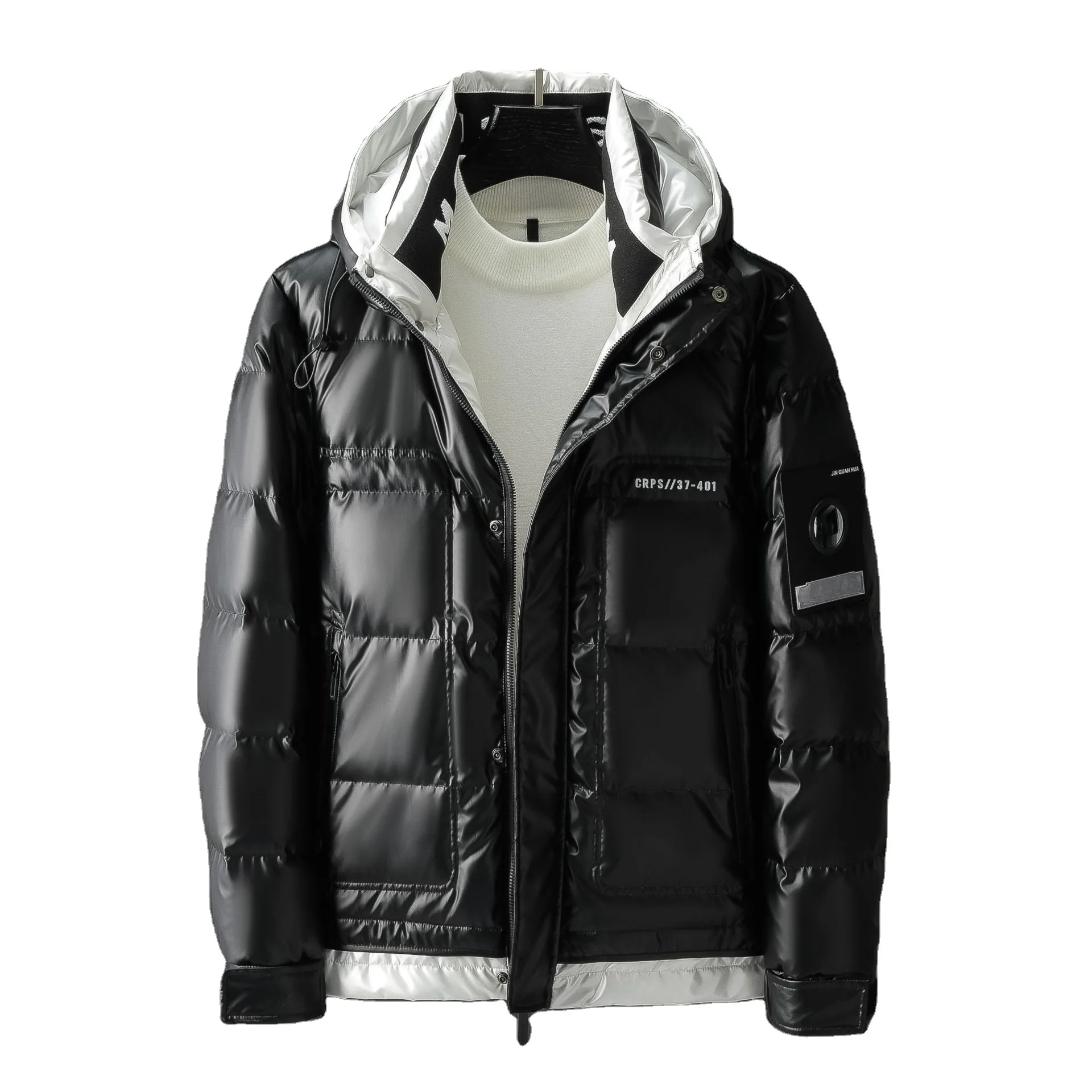 

men's States down jacket in winter 2020 new popular individuality color glossy high-end PU hooded down jacket