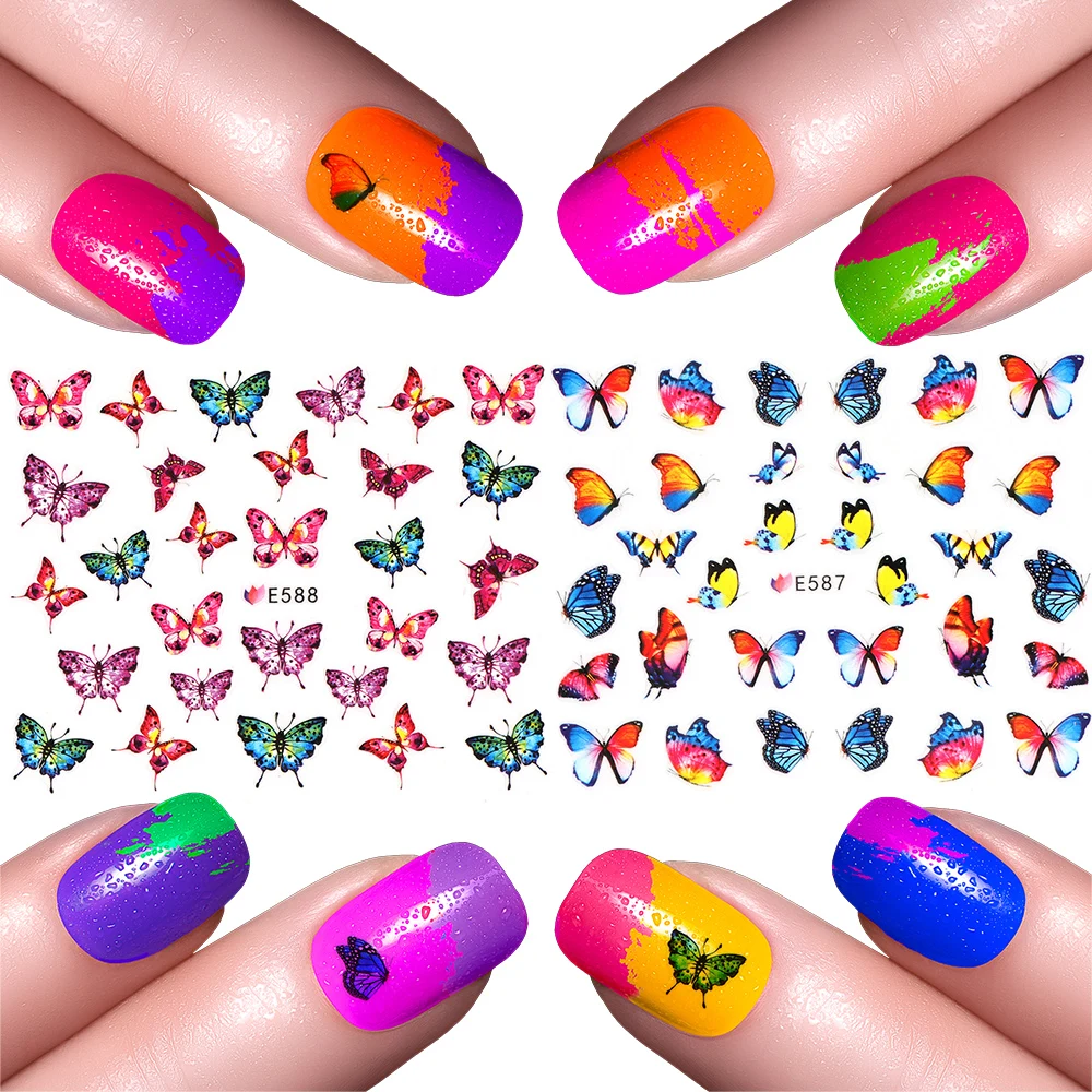 Горячие 17 стилей переводные наклейки для ногтей украшения 3D разноцветные
