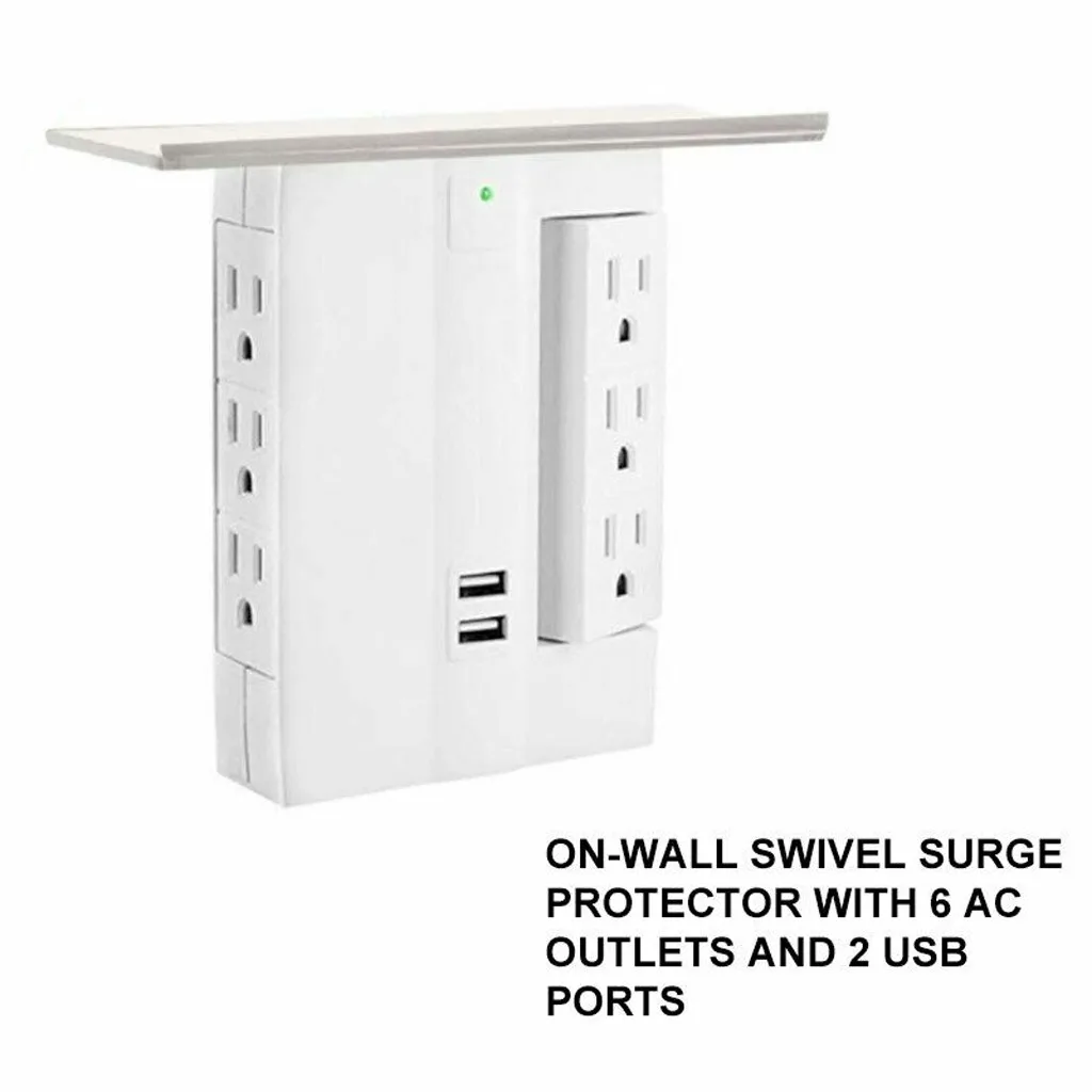 NEW Multi Plugs Socket-Shelf 8 Port Surge Protector 6 Wall Outlet Extenders 2 USB US Shelf | Мобильные телефоны и